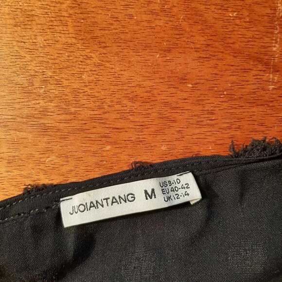 Juoiantang Maxi Dress VNeck H Waisted Button ALine Ruffle Tier Swiss Dot Sz 8-10 - Picture 11 of 11